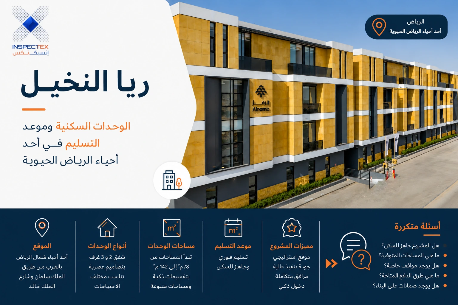 ريَّا النخيل: الوحدات السكنية وموعد التسليم في أحد أحياء الرياض الحيوية